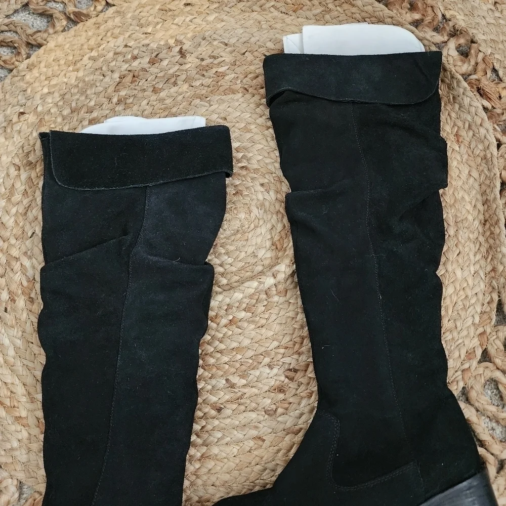 Matisse Cabriolet Leather Black Knee High Round Toe Zip Boots Minimalist 7.5 NEW